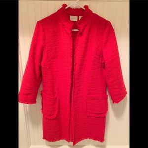 Chico’s red jacket with frayed edges, size O